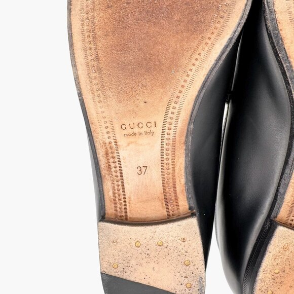 Gucci Jordaan Horsebit Loafer Flat Size 37 US 7 Black Leather Slip On Brixton - Picture 14 of 16